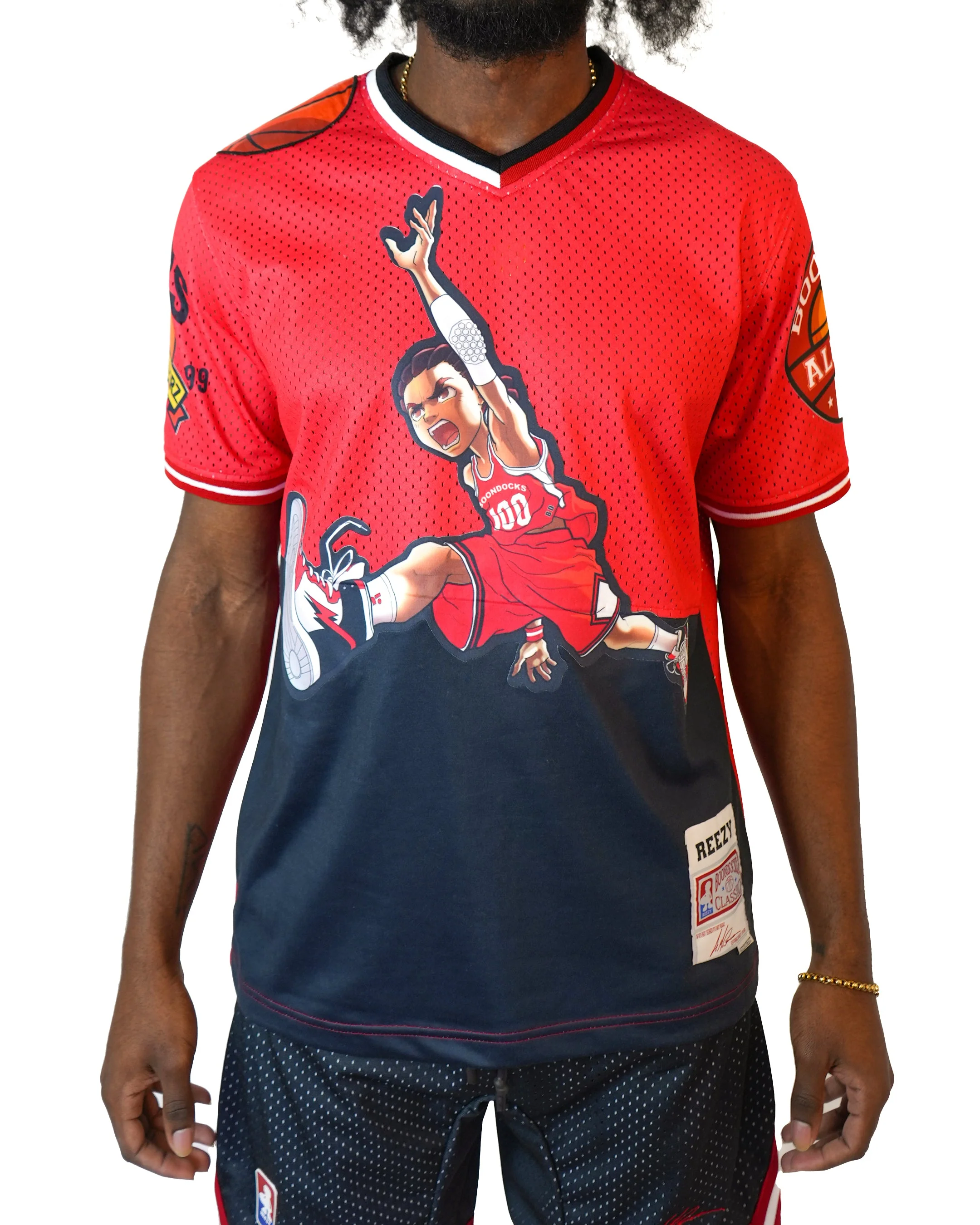 The Boondocks - Air Riley Mesh Knit Red & Black T-Shirt - Image 2